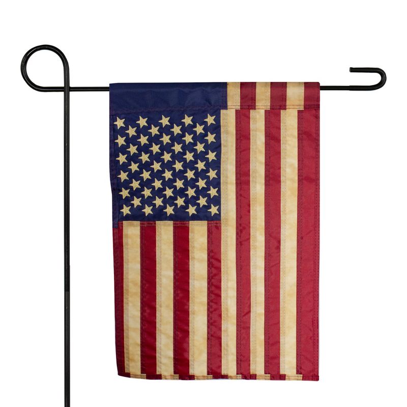 Northlight Embroidered Patriotic Tea-Stained USA Garden Flag 18" x 12.5", 2 of 5