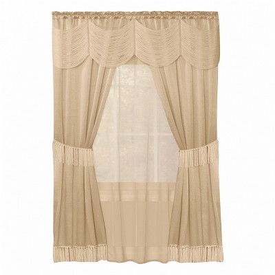 Luxury Jacquard Curtain Panel with Attached Waterfall Valance 54" X 84" Ashley 