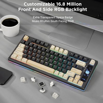 YUNZII YZ75 75% Hot Swappable Wireless Gaming Mechanical Keyboard, RGB Backlights,Dye Sub PBT Keycaps (Gateron G Pro Yellow, Black)