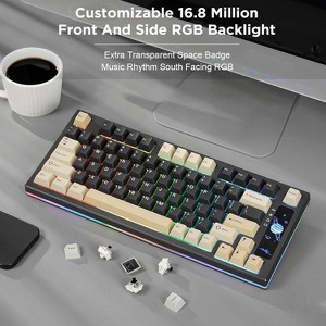 YUNZII YZ75 75% Hot Swappable Wireless Gaming Mechanical Keyboard, RGB Backlights,Dye Sub PBT Keycaps (Gateron G Pro Yellow, Black) - 1 of 4