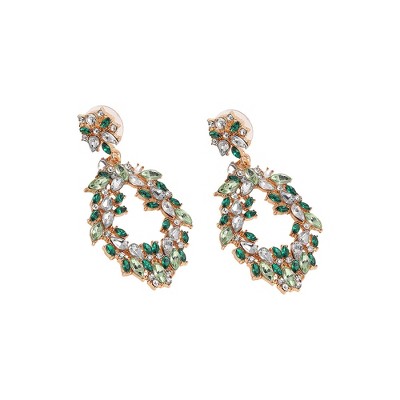 SOHI Women's Green Wreath Drop Earrings