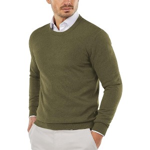 Men's Crew Neck Sweater Slim Fit Lightweight Sweatshirts Knitted Pullover for Casual Or Dressy Wear - 1 of 4