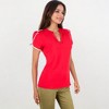 Anna-Kaci Women's V-Neck Blouse With Flutter Sleeves And Lace Trim Detail - 2 of 4