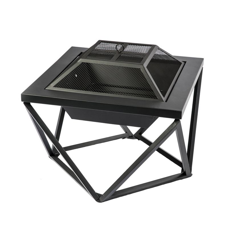 24&#34; Outdoor Wood Burning Square Fire Pit Gray - Teamson Home, 6 of 16