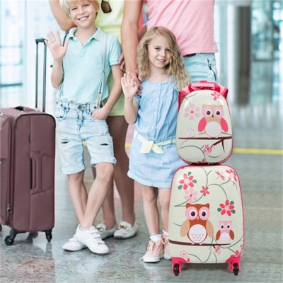 BEAFUP 2 PCS Kids Luggage Set, 12" Backpack and 16" Spinner Case with 4 Universal Wheels, Suitcase for Boys Girls with Animal Patterns