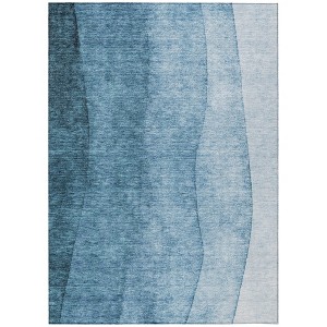 Denim Blue And Navy Blue Ombre Washable Indoor Outdoor Area Rug - 1 of 4