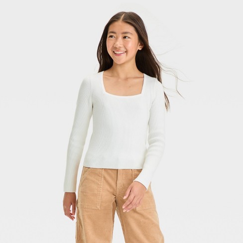 Girls' Ribbed Square Neck Sweater - art class™ - image 1 of 4