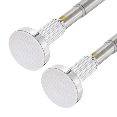Unique Bargains Carbon Steel No Drilling Adjustable Tension Shower Curtain Rod 2 Pcs