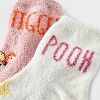 Women's Disney Winnie The Pooh 2pk Cozy Ankle Socks - Ivory/Pink 4-10 - 3 of 3