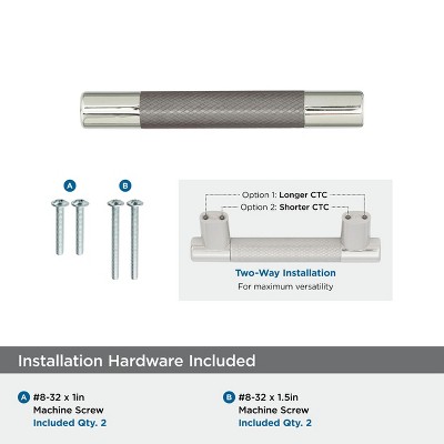 Polished Nickel Steel Cabinet Pull with Mounting Hardware