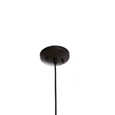 Astrid Matte Black and Bamboo Bowl Pendant Light