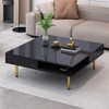 XINGHANZHENXUAN Exquisite High Gloss Coffee Table with Golden Legs and Drawers, Square Center Table for Living Room - 2 of 4
