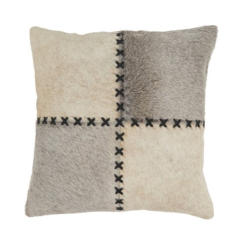 Grey leather throw outlet pillows