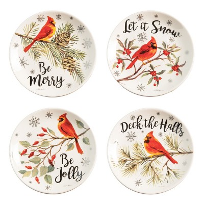 C&F Home Cardinal Season Dessert Plates Set of 4