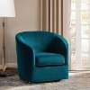 Amarante Comfy Velvet Swivel Chair for Bedroom with Metal Base | Karat Home-TEAL - 2 of 4