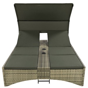 Nestfair Wicker Outdoor Day Bed with Shelter Roof and Adjustable Backrest with Gray Cushions Gray - 1 of 4