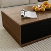 POVISON 51" Rectangular Wood Coffee Table with Storage, Mid-Century Modern Coffee Table with 4 Drawers, Two-Tone Design, Fully-Assembled, Walnut Black - 4 of 4