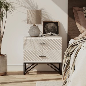 JIONJOY White Contemporary 2-Drawer Nightstand with Modern Bedside Table and Wooden Drawers - 1 of 4