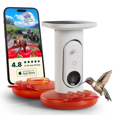 Bird Buddy Smart Solar Pro Hummingbird Feeder with Camera + Extra Base