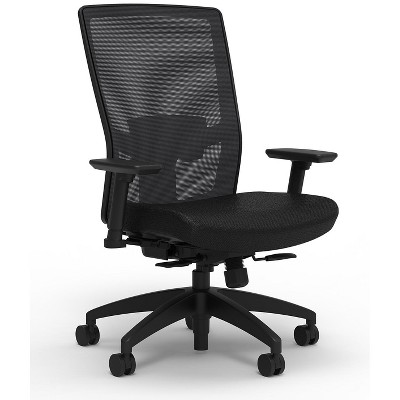 MyOfficeInnovations Series 500 Fabric Task Chair Black Adj. Lumbar 2D Arms 2846119