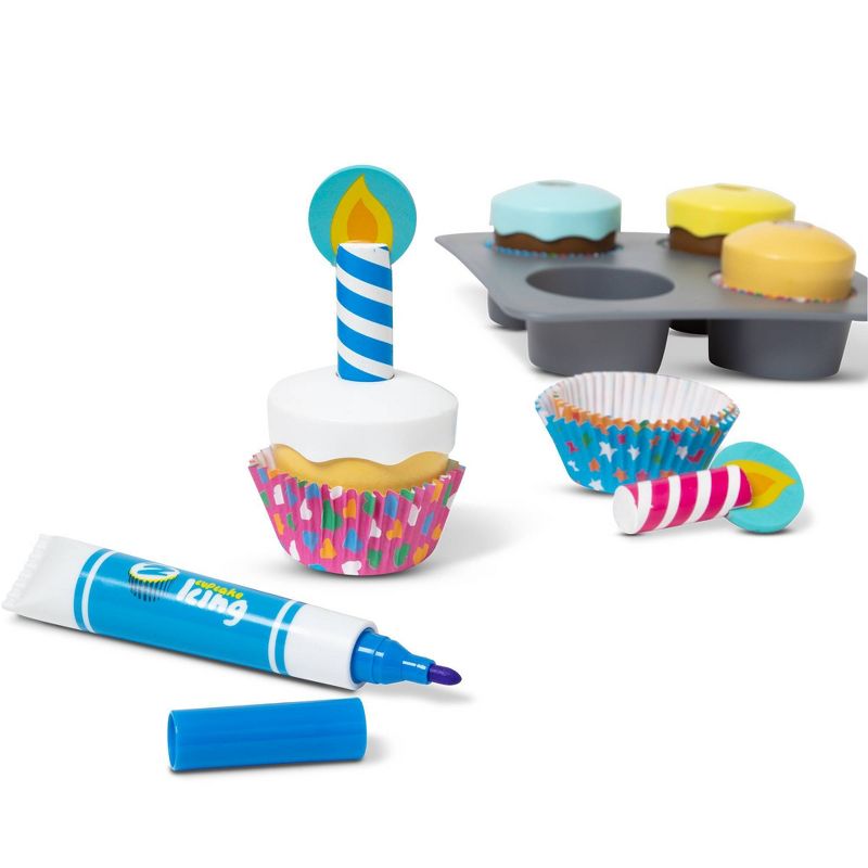 Melissa &#38; Doug Bake and Decorate Wooden Cupcake Play Food Set, 5 of 13