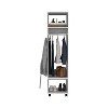 Gulches Modern 63" Tall Wardrobe with Mirror, 3 Shelves, Casters, Hanging Rod, White - 2 of 4