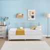 GustoWave Twin Daybed with Trundle, Sturdy Metal Day Bed with Steel Slat Support, Twin Sofa Bed with Arched Headboard - 3 of 4