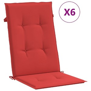 vidaXL Red Polyester Highback Garden Chair Cushions 47.2"x19.7"x1.2" - Pack of 6 - Water Resistant - Comfortable Foam Fiber Filling - Non-Slip Design - 1 of 4