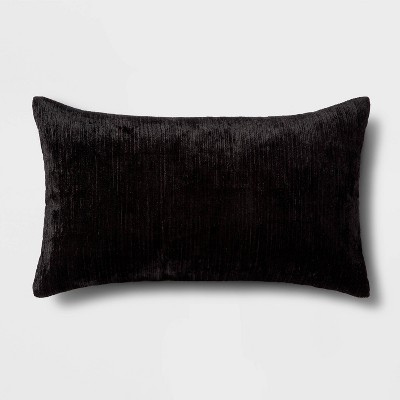 Embroidered Thin Line Lumbar Throw Pillow Black/Cream - Threshold™