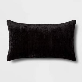 Woven Boucle Square Throw Pillow with Exposed Zipper Black - Threshold™