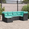 vidaXL 6-Piece Patio Sofa Set - Black PE Rattan with Cushions - Outdoor/Garden Furniture with Storage - 2 of 4