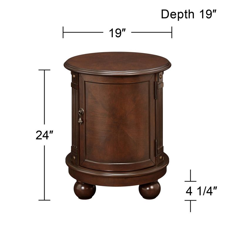 Elm Lane Kendall Vintage Espresso Wood Round Accent Table 19" Wide with Door and 2-Shelf Dark Brown for Living Room Bedroom Bedside Entryway Office, 4 of 10
