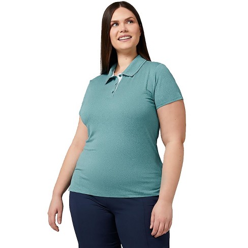 32 Degrees Women s Cool Fitted Lightweight Quick Dry Slim Fit Polo Shirt Biscay Bay Heather Small Target