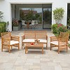 BestMassage Outdoor Wood Patio Conversation Sets Acacia Wood Outdoor Patio Sofa Set, Natural - 2 of 4