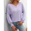 Women's V-Neck T-Shirt Ruffle Cuff Drop Shoulder Long Sleeve Top - 3 of 4