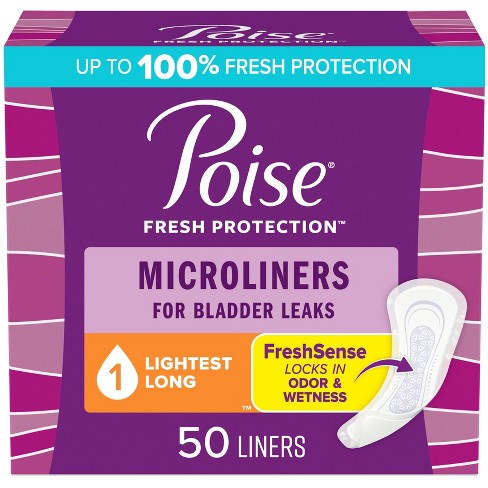  Poise Microliners, incontinence panty liners, lightest  absorbency, long, 50 Count (Pack of 8) : Health & Household
