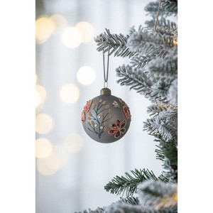 Yukimo 3.9" Christmas Ball Ornaments Set of 6, Glass Decorative Hanging Balls with Glitter Painting, Designer Holiday Tree Decor - 1 of 4