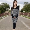 Anna-Kaci Women's Striped Knit Midi Dress with Long Sleeves and Ribbed Texture - 2 of 4