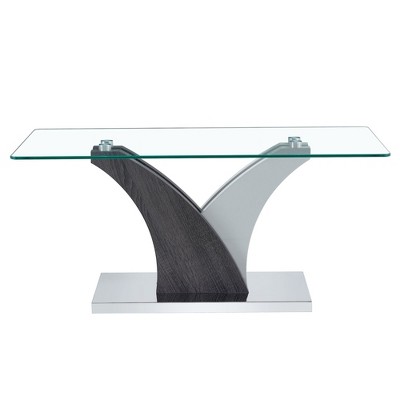 NicBex Modern 39.4" Rectangle Coffee Table with Glass Top for Living Room and Office