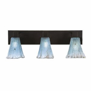 Toltec Lighting Apollo 3 - Light Vanity in  Dark Granite with 5.5" Fluted Teal Crystal  Shade - 1 of 1