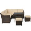 Tangkula 6PCS Patio Rattan Furniture Set All-Weather Sectional Cushioned Sofa Ottoman Dining Table Lower Shelf - 4 of 4