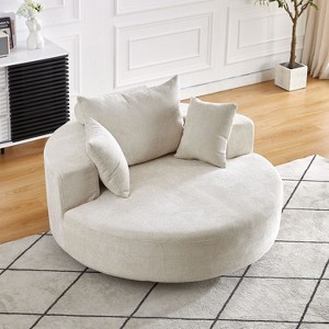 CAVINAS 55''L Chenille Swivel Sofa Chair Fluffy Sleeper 360 Degree Swivel Chair with Pillows for Living Room - 1 of 4