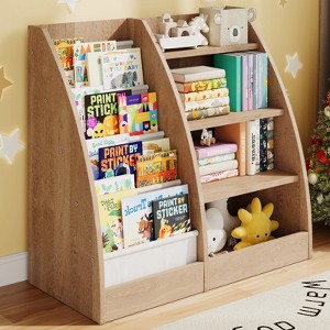 4 Tier Kids Bookshelf, Kids Book Shelf for Kids Rooms, Wood Children Bookcase,Baby Storage Book Rack,Toddler Bookshelf - 1 of 1