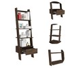 Alilang 15.35 Inch Ladder Bookshelf with Storage Drawer and Wooden Shelves - Brown - 4 of 4