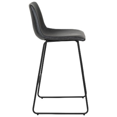 Reagan 30" Gray LeatherSoft & Metal Bar Height Stools, Set of 2