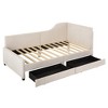 Twin Size L-Shaped Daybed, Corduroy Upholstered Bed Frame with 2 Storage Drawers - ModernLuxe - image 4 of 4