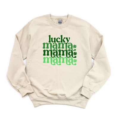Simply Sage Market Women's Graphic Sweatshirt Lucky Mama Clovers Stacked St. Patrick's Day