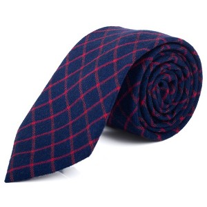 Men's Checkered 2.75 Inch Wide And 57 Inch Long 100% Cotton Neckties - 1 of 4