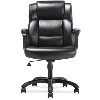 SofThread Luxe Black Leather Mid-Back Executive Swivel Chair