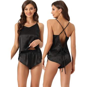 Top Strap Lace Satin Trim Pajama Women Cami Sets Nightwear Sleeveless  Sleepwear Seamless Front Buckle Support Bra, C-black, Small : :  Clothing, Shoes & Accessories